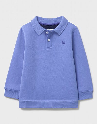 Cotton Blend Polo Sweatshirt in Blue