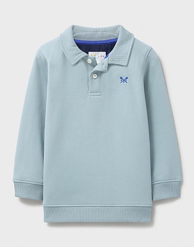 Cotton Blend Polo Sweatshirt in Sage Green