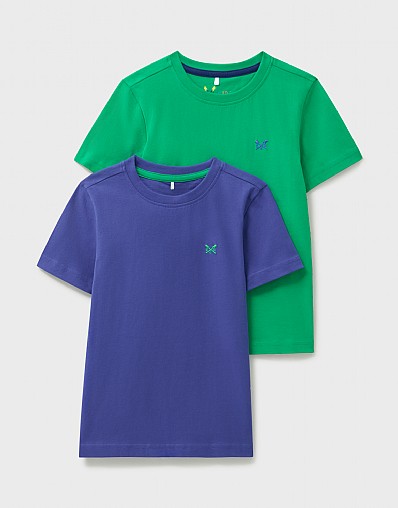 2 Pack Short Sleeve T-Shirts in Blue and Green