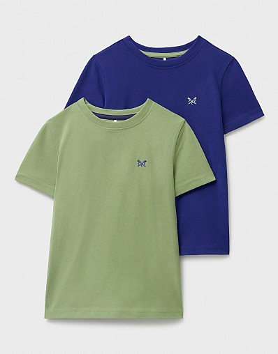 2 Pack Short Sleeve T-Shirts in Blue and Khaki