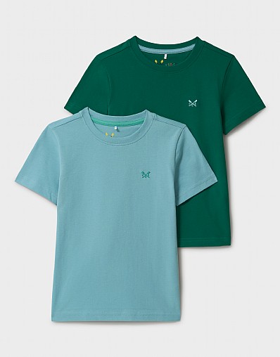 2 Pack Short Sleeve T-Shirts in Green and Blue