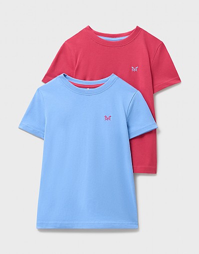 2 Pack Short Sleeve T-Shirts in Blue and Pink