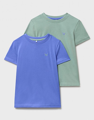 2 Pack Short Sleeve T-Shirts in Blue and Sage Green