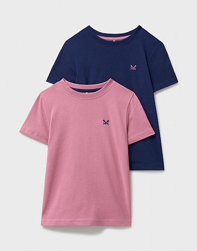 2 Pack Short Sleeve T-Shirts in Pink and Navy