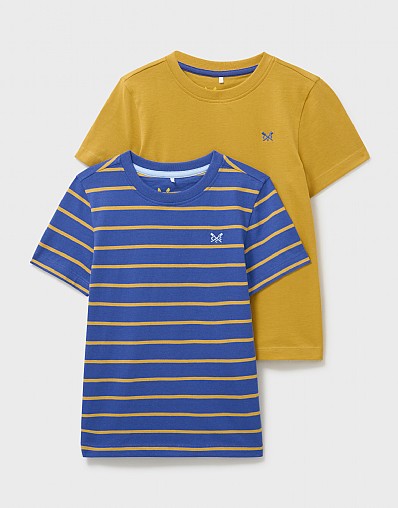 2 Pack Stripe and Solid T-Shirt in Yellow and Blue