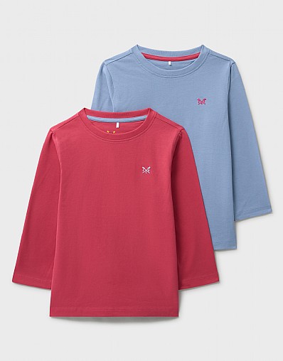 2 Pack Long Sleeve T-Shirts in Pink and Blue