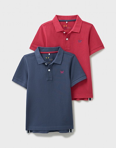 2 Pack  Polos in Blue and Raspberry