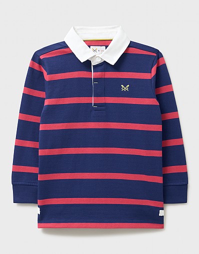 Stripe Cotton Rugby Shirt in Blue and Red