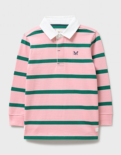 Stripe Cotton Rugby Shirt in Pink and Green