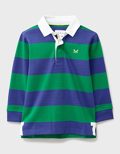 Stripe Cotton Rugby Shirt in Blue and Green