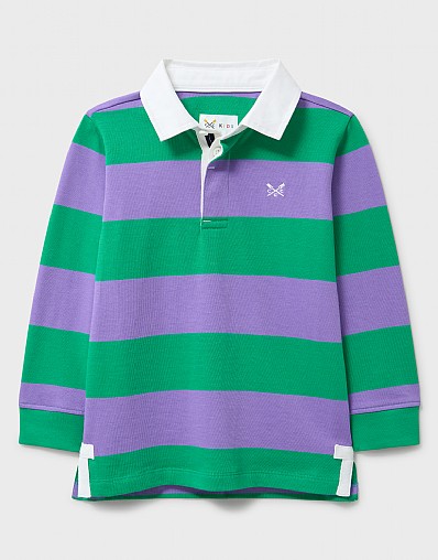 Stripe Cotton Rugby Shirt in Purple and Green