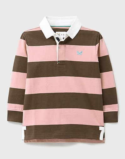 Stripe Cotton Rugby Shirt in Pink and Brown