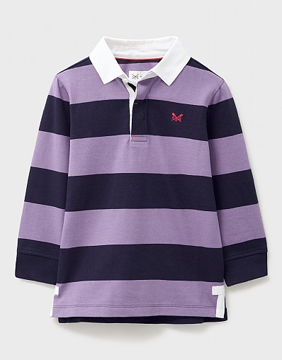 Stripe Cotton Rugby Shirt in Purple and Navy