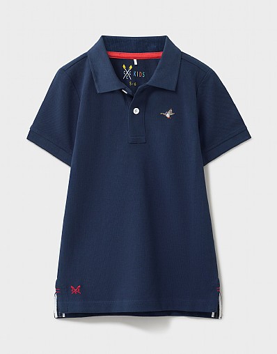 Duck Embroidered Pique Polo in Navy