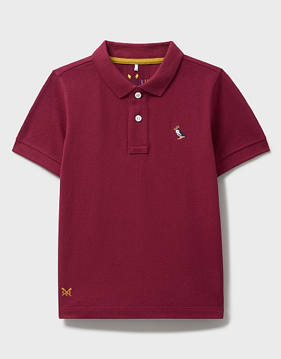 Puffin Embroidered Pique Polo in Red