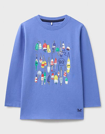 Long Sleeve Graphic T-Shirt in Blue