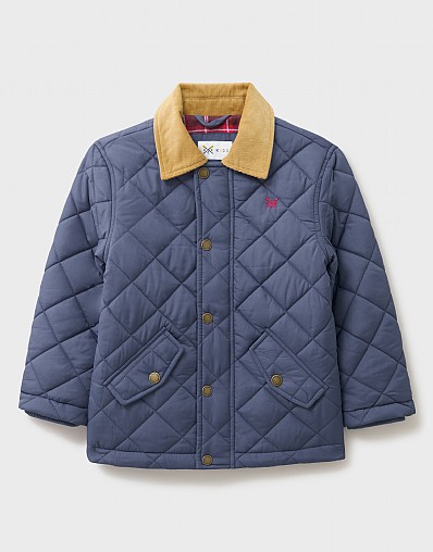 Cord Collar Weekend Quilted Jacket in Blue