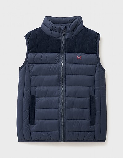 Cord Mix Lightweight Lowther Gilet in Navy