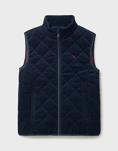 Cord Diamond Quilt Gilet in Navy