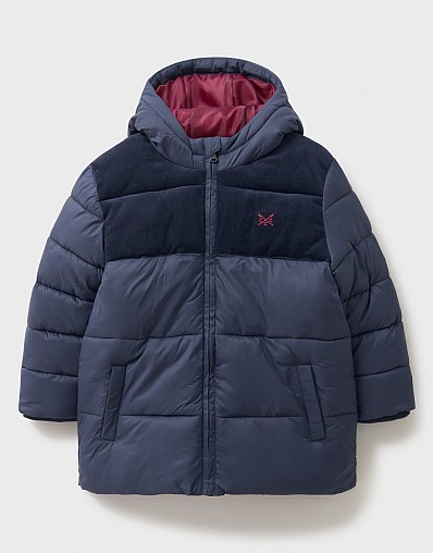 Cord Yoke Cosy Puffa in Navy