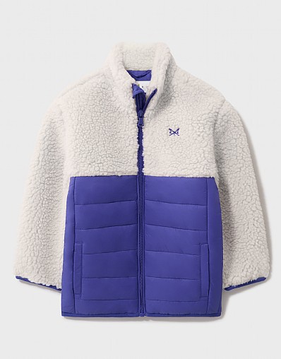 Hybrid Borg Fleece Jacket in Blue and Cream