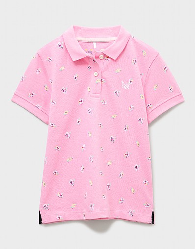Cotton-Pique Polo Shirt in Pink Floral