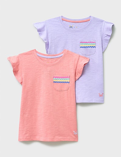 2 Pack Short Sleeve Pocket Top in Pink and Purple