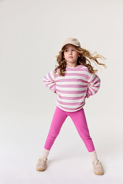 Cotton-Knit Jumper in Pink & White Stripes