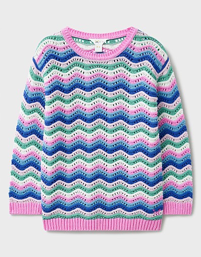 Cotton Knit Jumper in Multicoloured Stripes