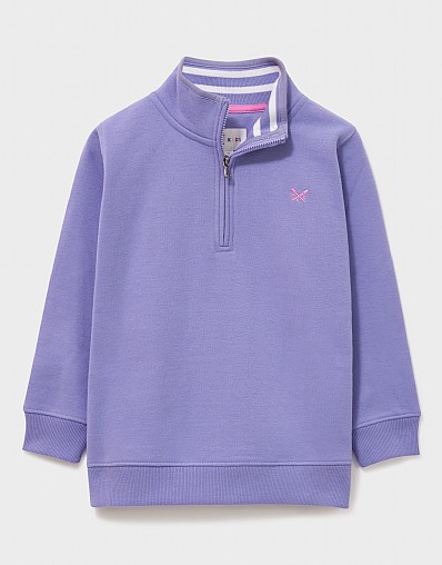 Concealed Half Zip Funnel Neck Sweatshirt in Periwinkle