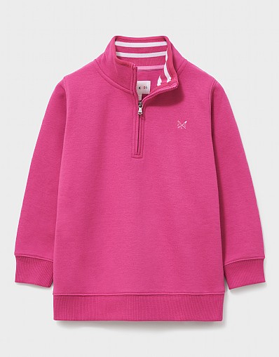 Concealed Half Zip Funnel Neck Sweatshirt in Pink