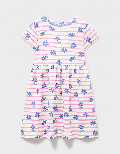 Everyday Jersey Dress in Pink and White