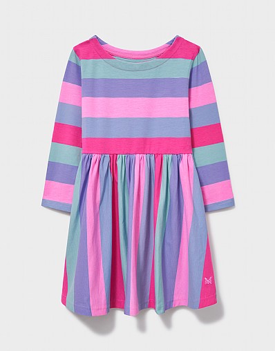 Classic Striped Long Sleeve Jersey Dress in Multicolours