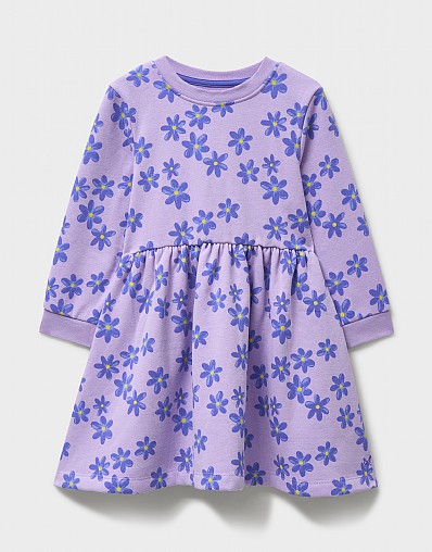 Floral Printed Sweatshirt Dress in Purple
