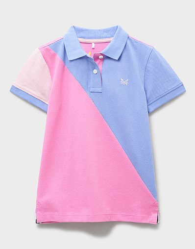 Rainbow Short Sleeve Pique Polo Shirt in Pink and Purple