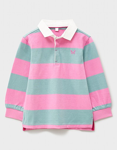 Striped Long-Sleeve Rugby Shirt in Pink and Green