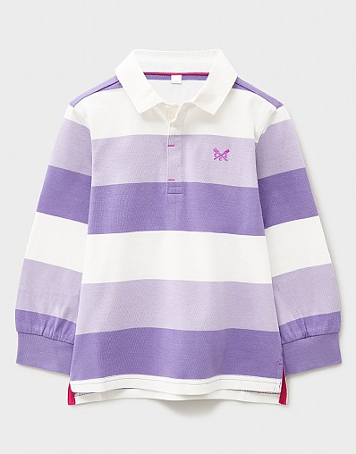 Striped Long-Sleeve Rugby Shirt in Lilac and White