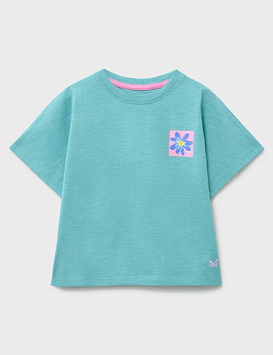 Floral Graphic Short Sleeve Tee in Blue