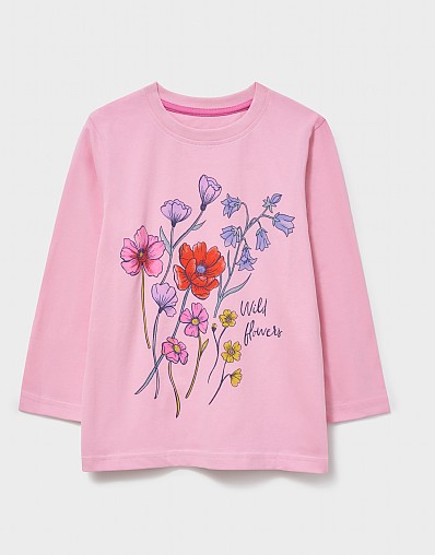 Graphic Long Sleeve T-Shirt in Light Pink