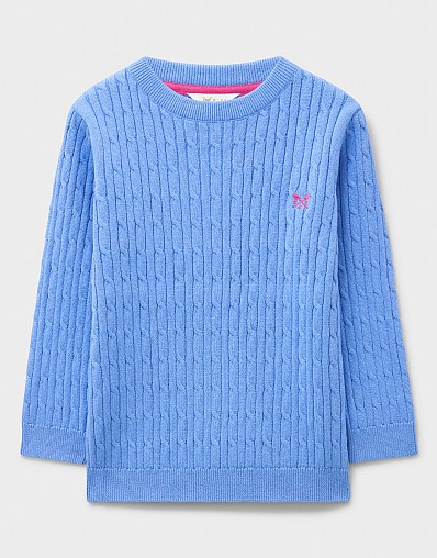 Heritage Cable Crew Neck Jumper in Blue