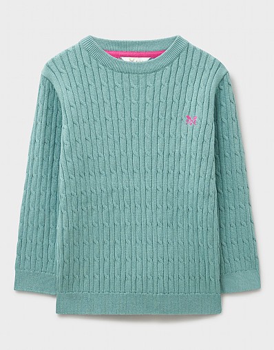 Heritage Cable Crew Neck Jumper in Green