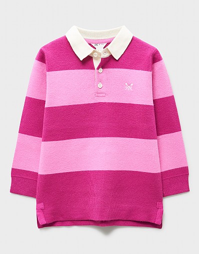 Knitted Stripe Rugby Jumper in Pink