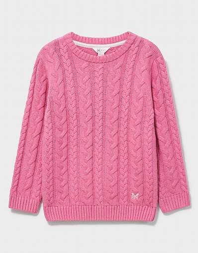 Plaited Cable Knit Jumper in Pink