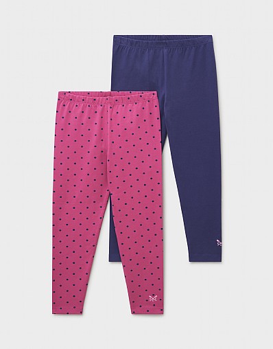 2 Pack Printed Leggings in Navy and Pink