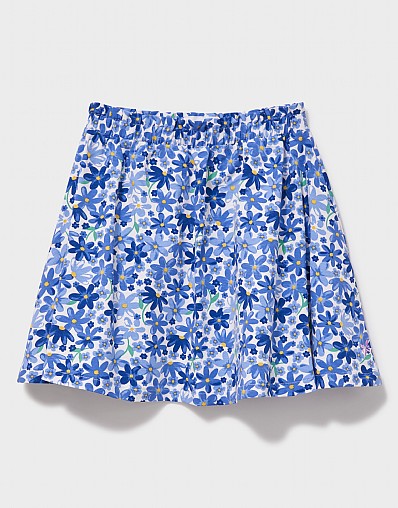 Printed Jersey Skirt in Blue Multi