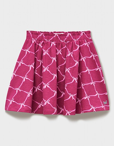 Printed Jersey Skirt in Pink Bow Print