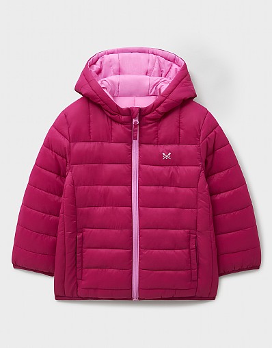 Lowther Reversible Puffer Jacket in Burgundy & Pink
