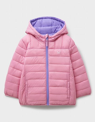 Lowther Reversible Puffer Jacket in Dark Pink & Orchid
