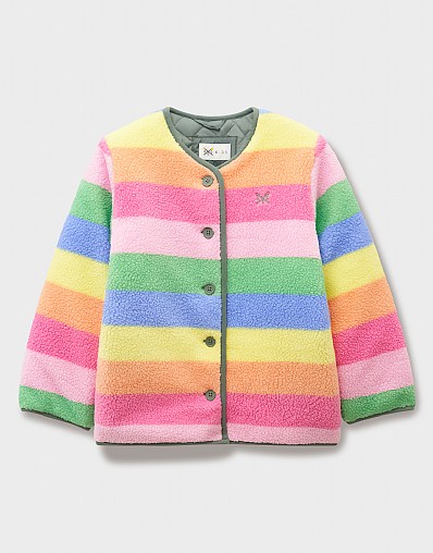 Borg Jacket in Pastel Rainbow Stripe