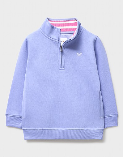 Cotton Blend Half Zip Sweatshirt in Lilac
